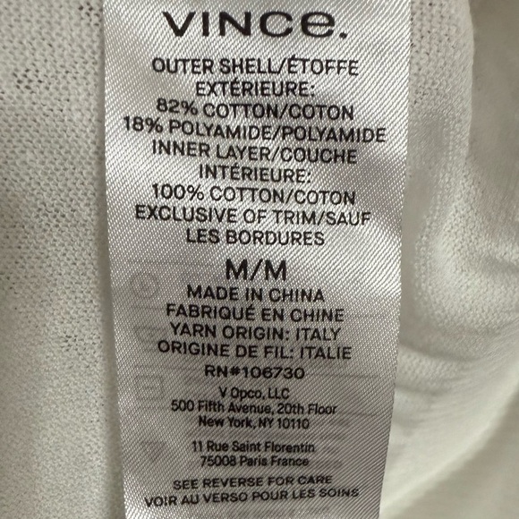 VINCE Women Italian Cotton-Blend Mesh Double Layer Cardigan White Sz M Collared - Picture 8 of 8